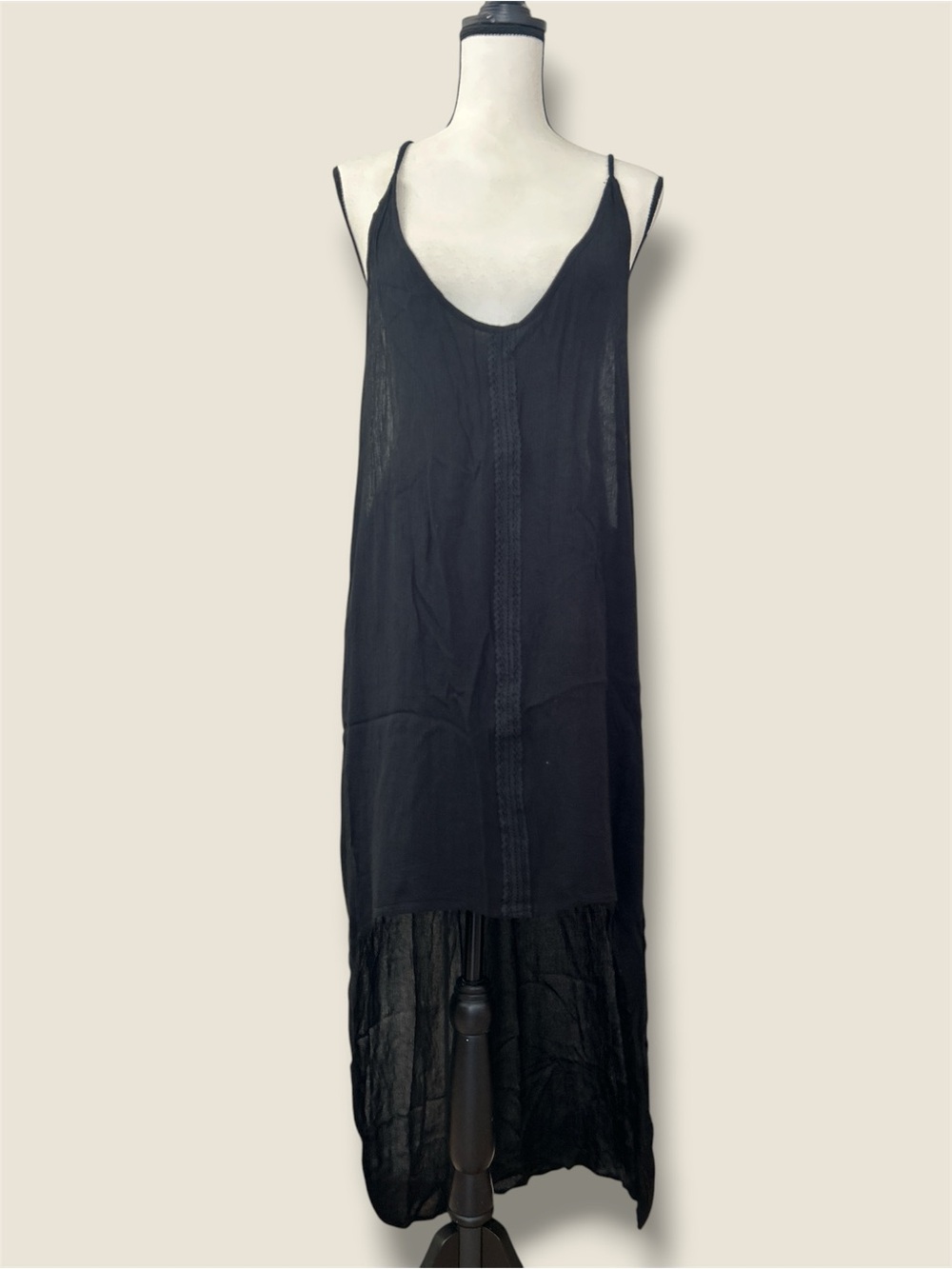 NEW ELAN BLACK BIKINI COVER UP SPAGHETTI STRAP SIZE L